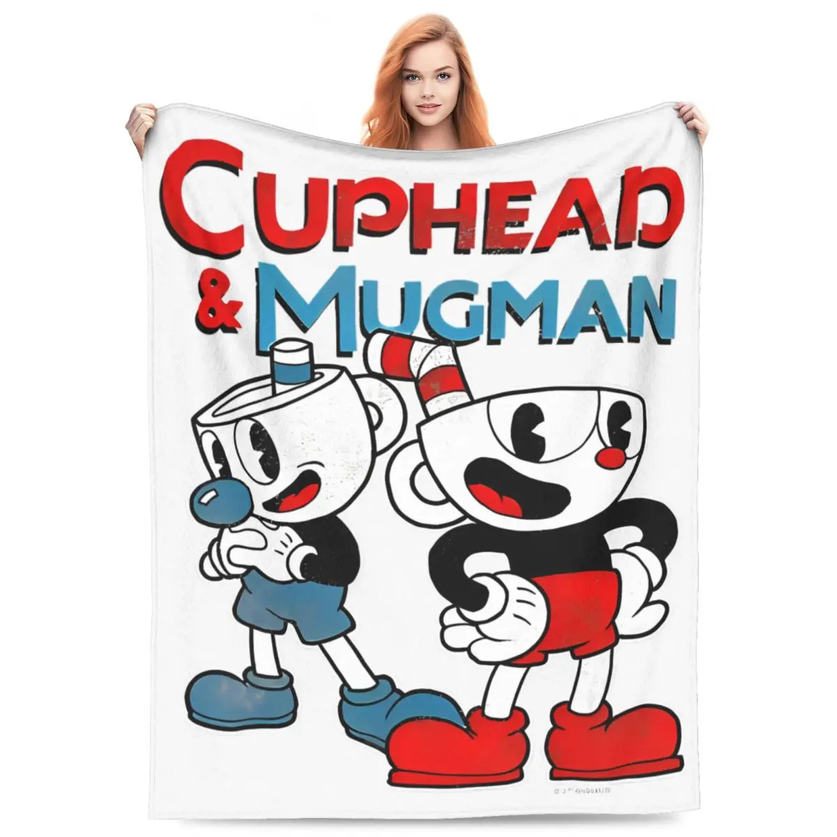 Cuphead & Mugman Dynamic Duo Wool Blanket Customized Throw Blanket for Bed Sofa Couch 125*100cm Plush Thin Quilt