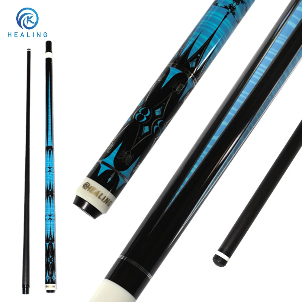 OKHEALING 11.8mm Snooker Cue Play Cue Carbon Fiber Shaft Technology Wood Butt Billiard Cue UV Printed Grip Pool Game Professional Billiard Cues Game Competition & Home Bar Practice, Low Deflection Carbon Shaft for Snooker