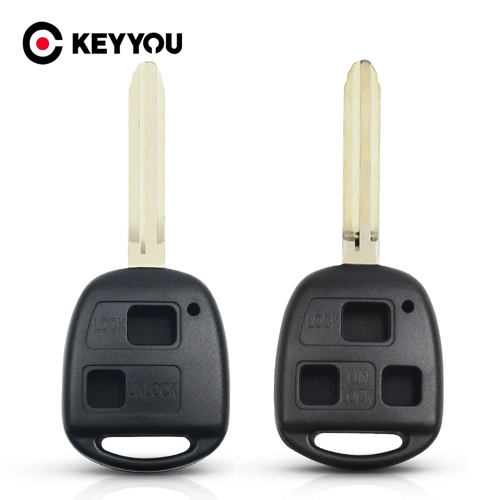 KEYYOU 50X 2/3 Btutons Remote Car Key Fob Case For Toyota Yaris Prado Tarago Camry Corolla Toy43 Blade