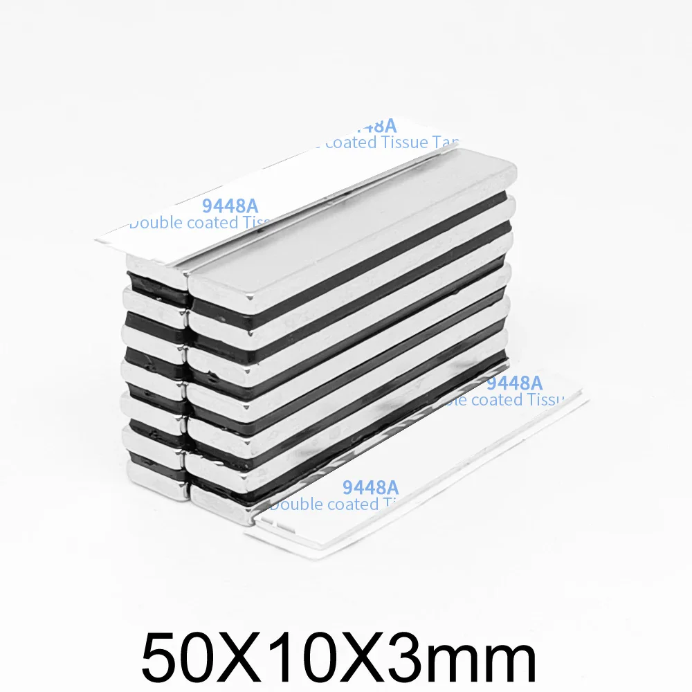 2/5/10/15/20/30PCS 50x10x3mm Block Strong Powerful Magnets With 3M Tape 50*10*3 Long Quadrate Permanent Neodymium Magnet 50x10x3