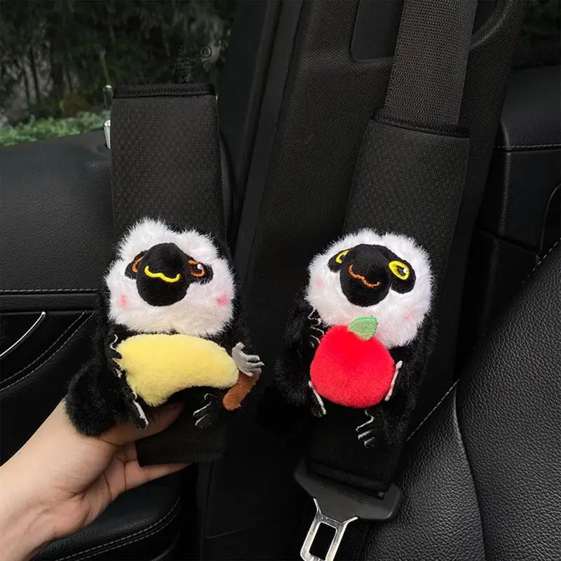 Cartoon Car Seat Belt Pads Monkey Holding Fruit Seatbelt Cushions Shoulder Pad Shoulder Protector School Bag Strap Covers Car