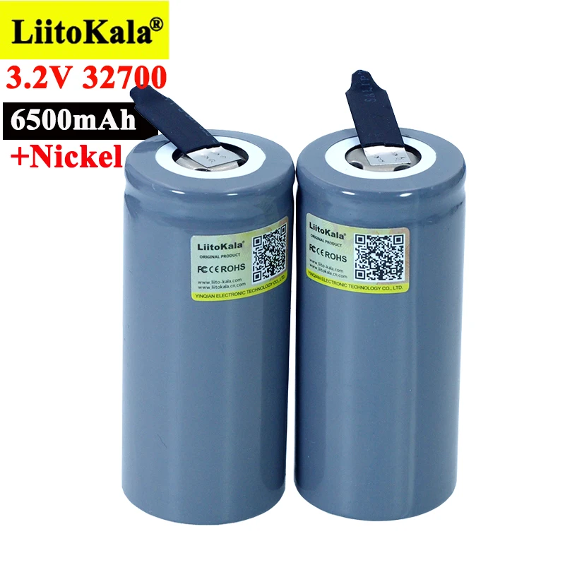 LiitoKala 3.2V 32700 6500mAh LiFePO4 Battery 35A Continuous Discharge Maximum 55A High power battery+DIY Nickel sheets