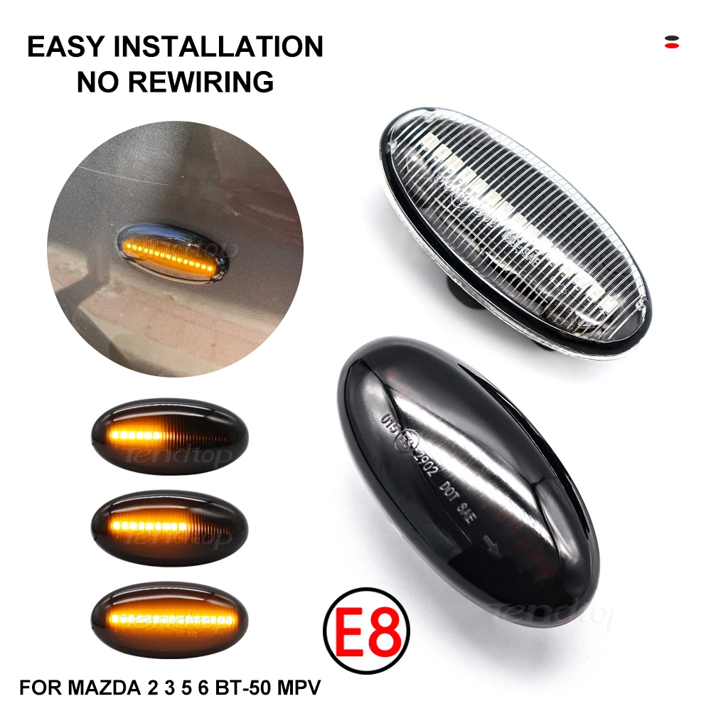 

Dynamic Amber LED Turn Signal Lamp Side Marker Lights For 2007-2014 Mazda 2 3 BK BL 5 CR19 6 GG1 BT-50 Mazda MPV II 1999-2005