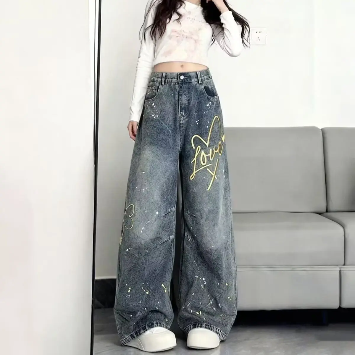 

Мужские джинсы Hong Kong Sle, летние, новые, с принтом-буквой, в стиле High Street, модные, прямые, из смесового хлопка и полиэстера, с защитой от комаров