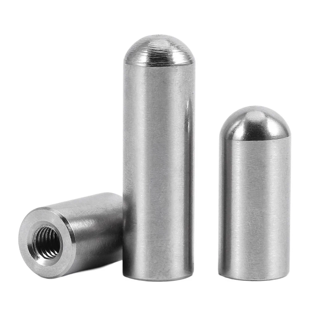 304 Stainless Steel Solid Round Head Cylindrical Pin Locating Dowel Inner Thread Screw Nut Single Round Head