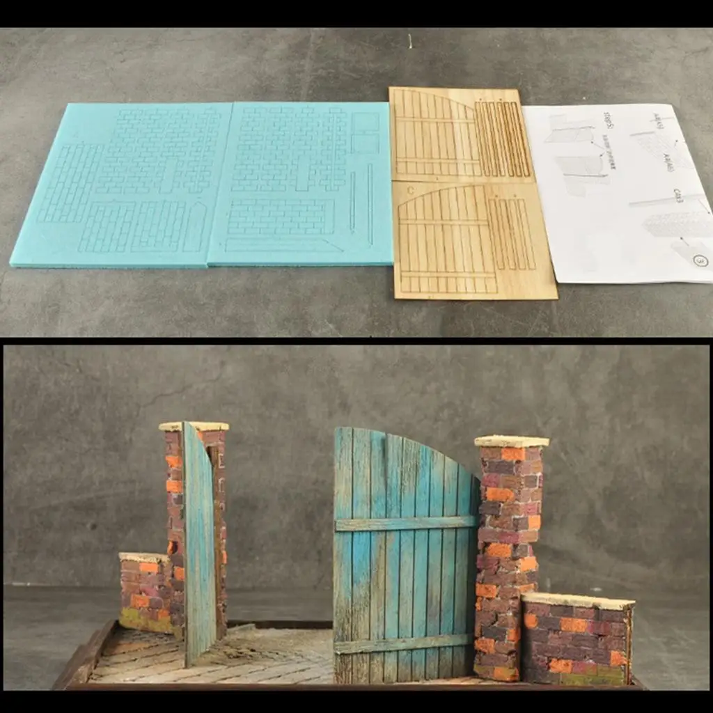 Kits de murs de porte, puzzle 3D de Style européen, paysage pour modèle d'architecture, 1/35