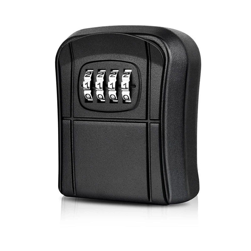 Key Box Wall Mounted Mini Key Safe Outdoor Key Box With Resettable 4-Digit Numeric Code Waterproof Key Box