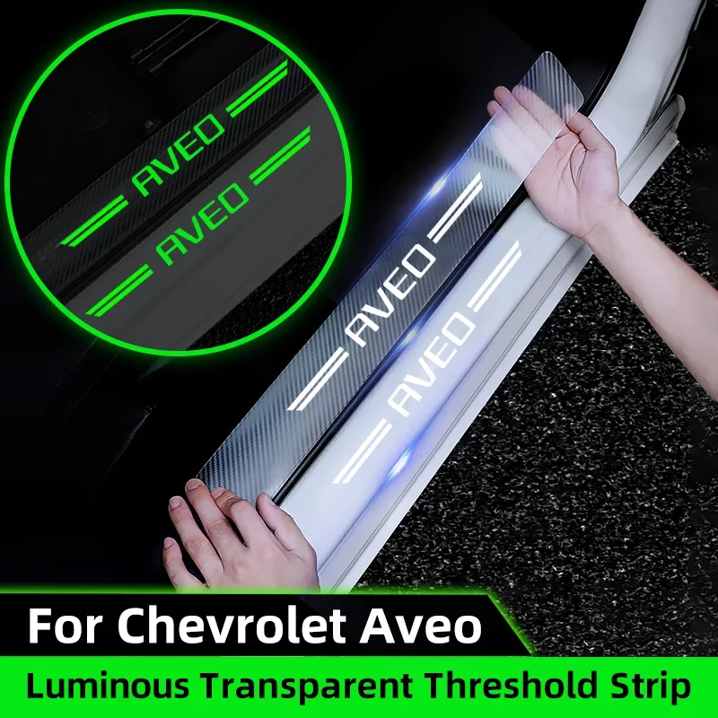 

Светящаяся прозрачная наклейка на порог автомобиля для Chevrolet Aveo T200 T250 T300 2014 2017 2016 2015, пороговые полосы из углеродного волокна