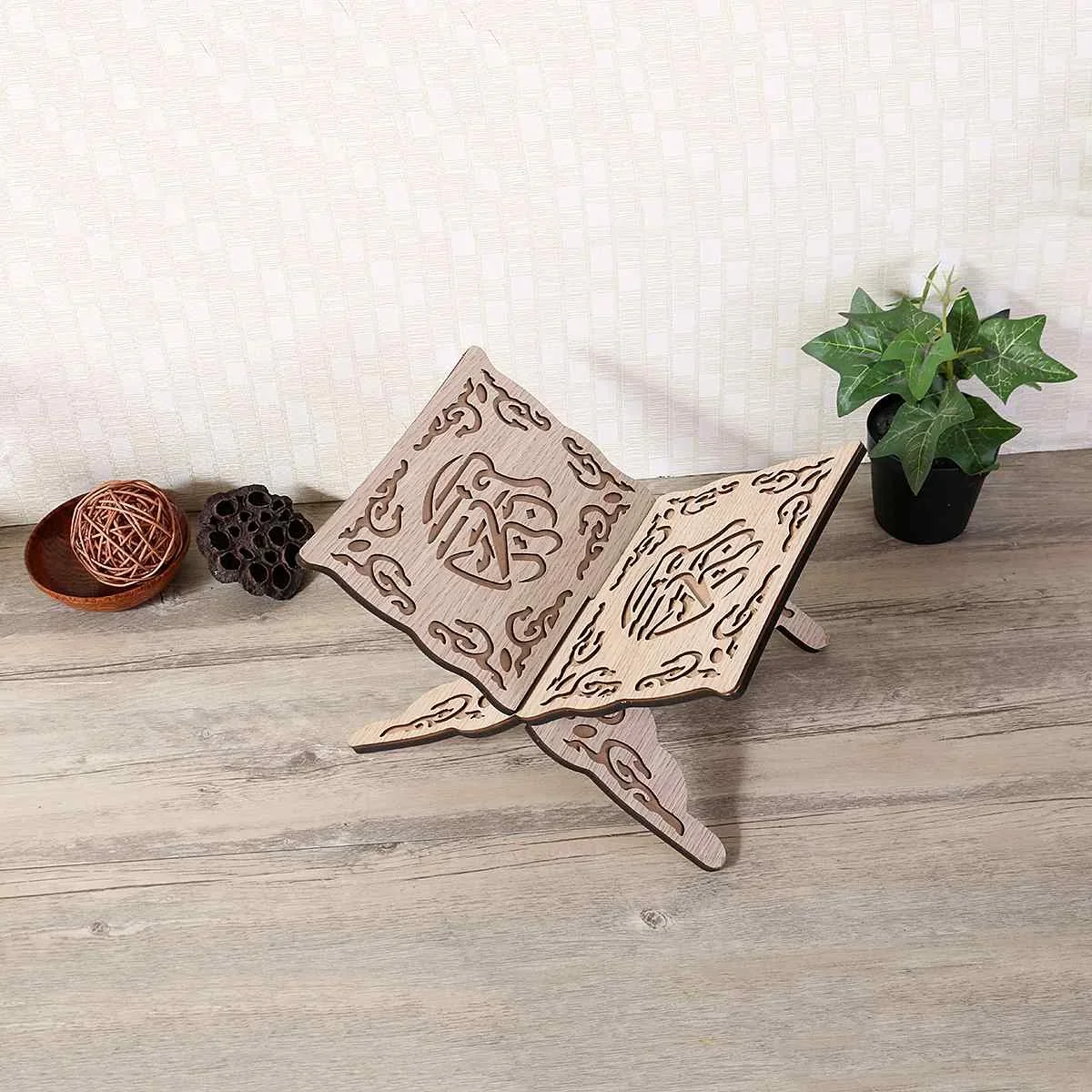 Wooden Book Stand Holder Quran Muslim 3 colors Decorative Removable Ramadan Allah Islamic Gifts Handmade Wood Book Shelf Decor