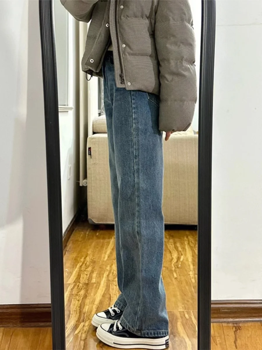 Pantalones vaqueros de pierna recta de cintura alta para mujer primavera otoño nuevo Sle talla grande pantalones largos sueltos de pierna ancha moda Vintage Waed
