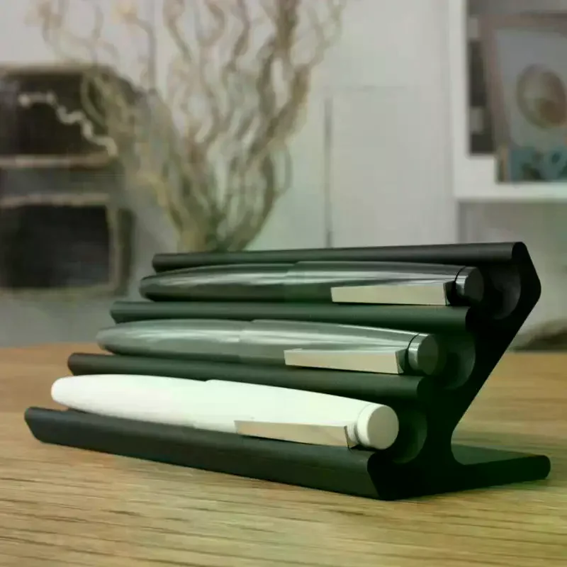 3D Printed Modern Minimalism Three Floors Black Pen Stand Office Desk Organizer Creative Gift