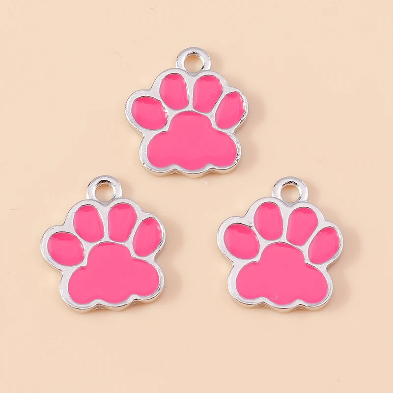 20 Stück Cartoon-Tier-Hunde-Anhänger, Emaille-Pfotenabdruck-Charms für Schmuckherstellung, Ohrringe, Halsketten, Armbänder, DIY-Geschenke – Detail 5
