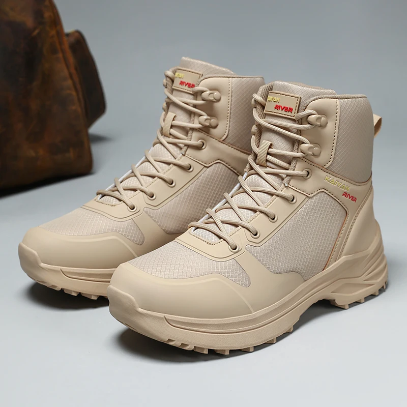 

Men's High Top Hiking Shoes Waterproof Hunting Sneakers Non-slip Outdoor Mountain Climbing Shoes Tactical Combat Training Boots