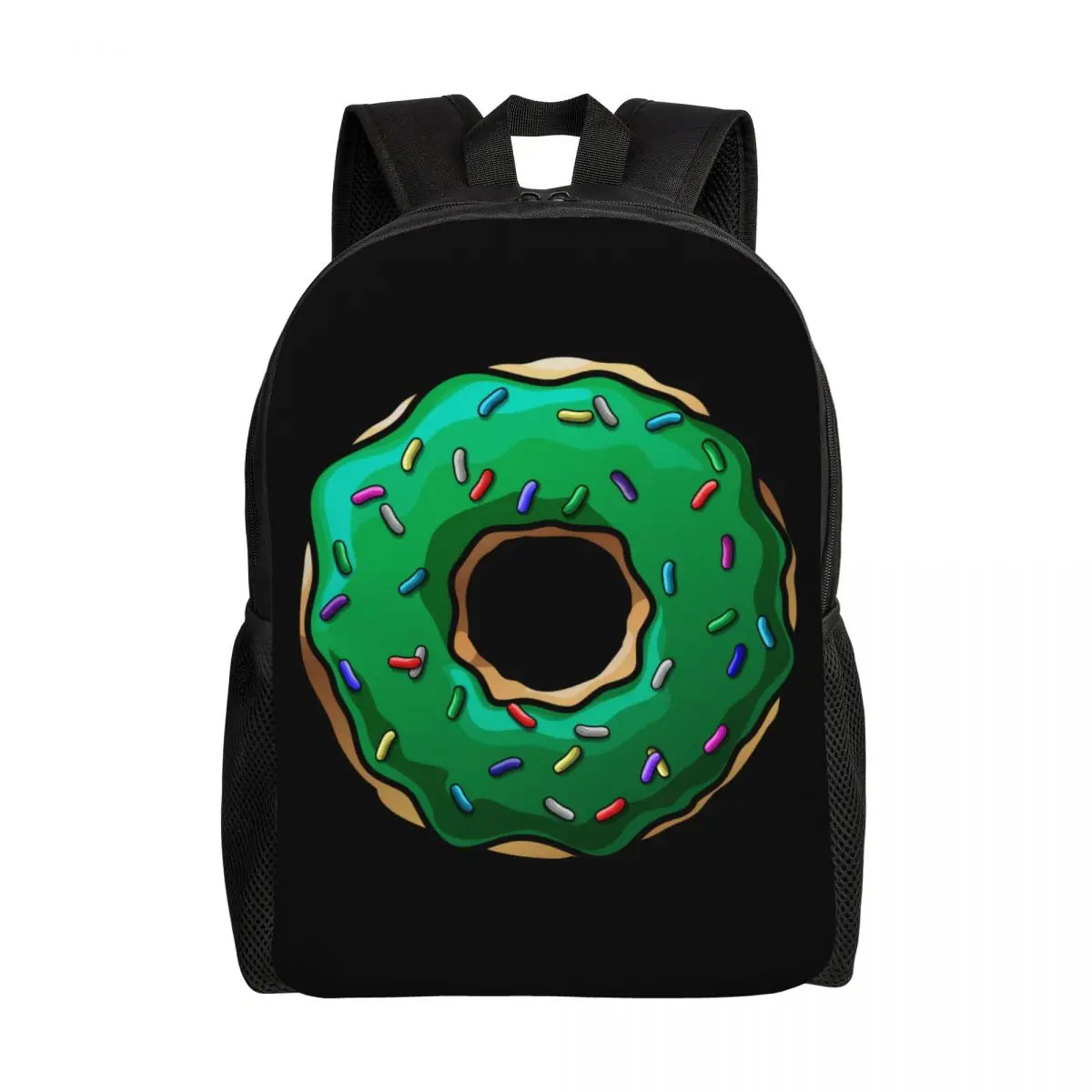 

Green Bread Donut Travel Backpack Women Men School Computer Bookbag Doughnut College Student Daypack Bags