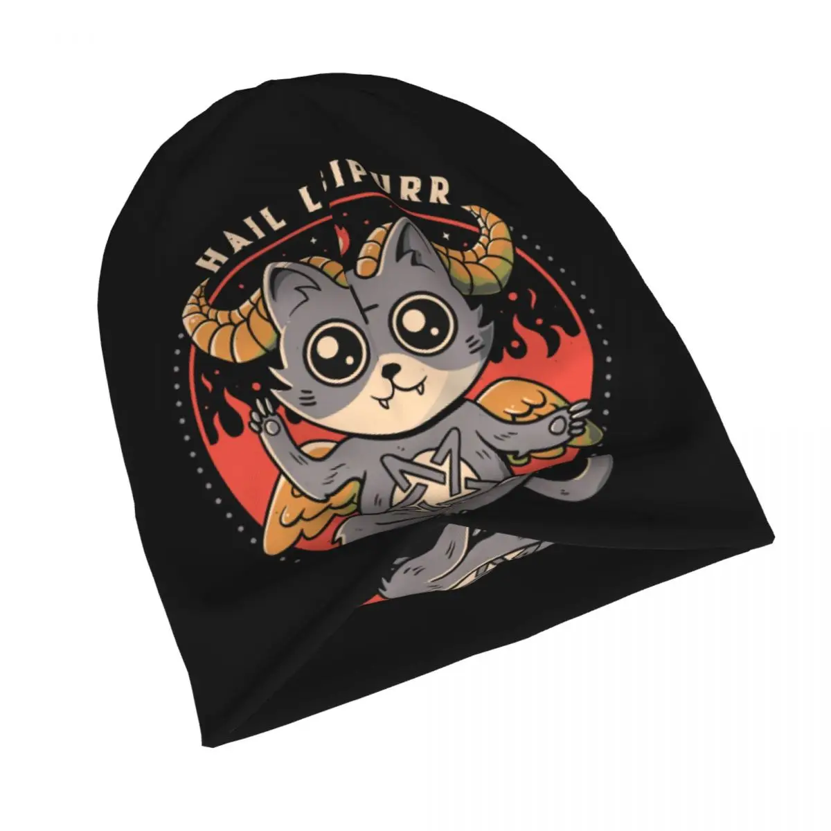 Bonnet Hats Baphomet Satan Lucifer Men Women's Thin Skullies Beanies Hat Hail Lucipurr Cute Cat Autumn Spring Warm Cap