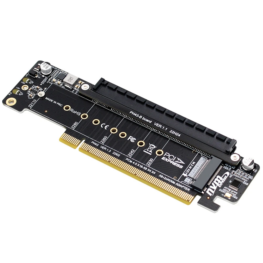 PCIE4.0 Split PCIE4.0 X16 to X8+X4+X4 Split Card Nvme Pcie4.0 Expansion Card 2 NVME Input Port Expansion Riser Card