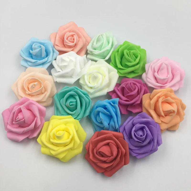 6.5cm Artificial Large Rose Heads PE Foam Flowers Scrapbooking DIY Kissing Balls Craft Bride Bouquet Home Garden Wedding Decor
