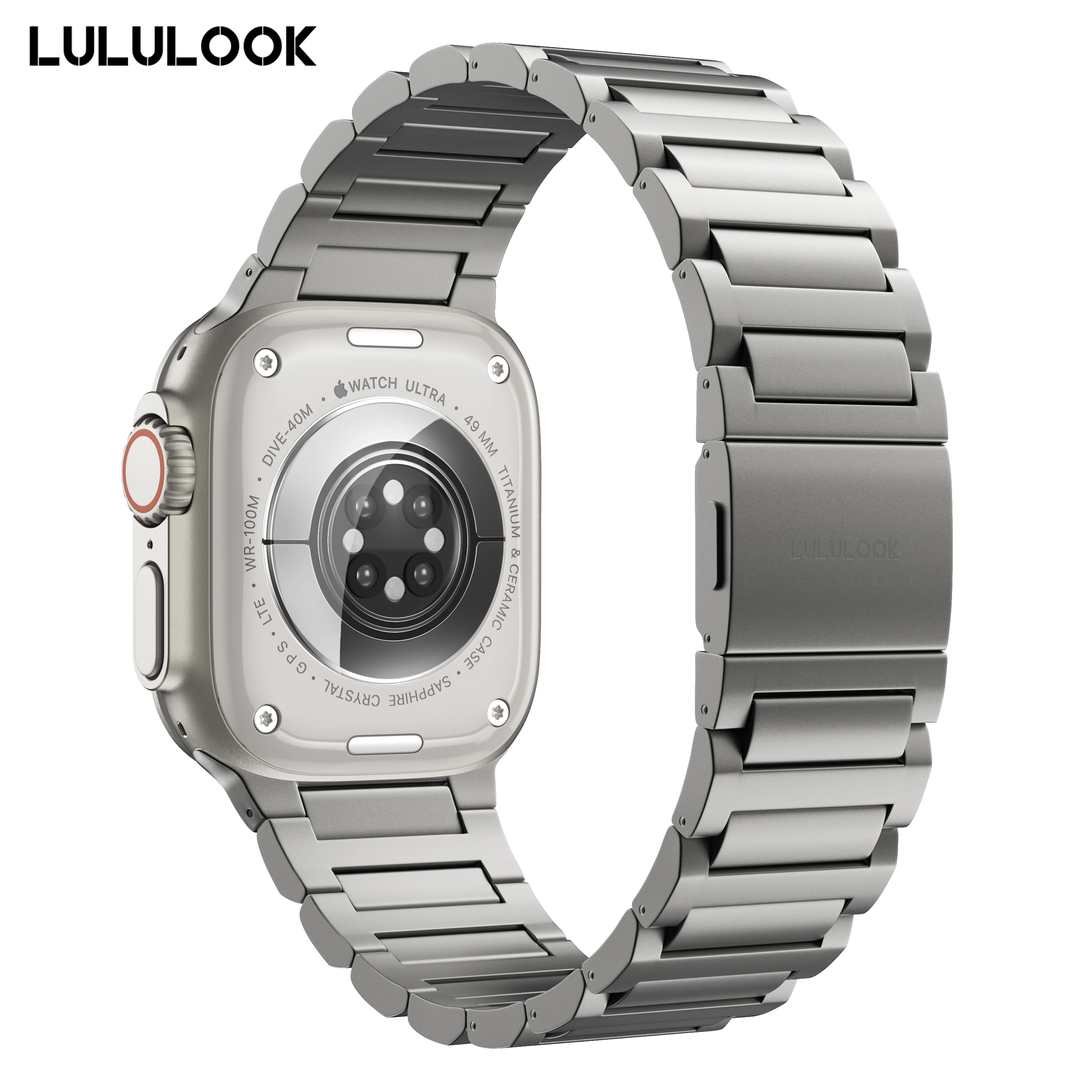 Correa Lululook de titanio grado 4 para Apple Watch Ultra 3/2/1 de 49 mm, correa DLC resistente a arañazos con cierre magnético, 64 g.