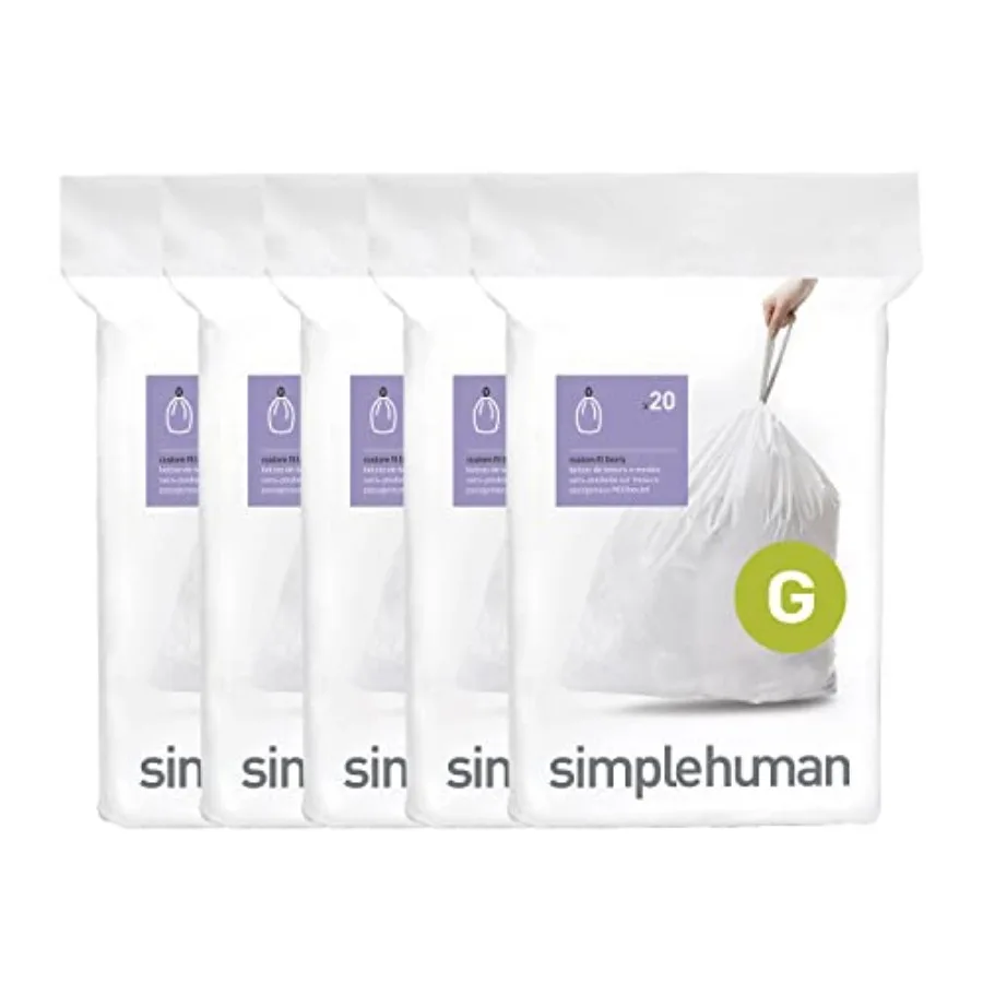 

Code G Custom Fit Liners, Drawstring Kitchen Trash Bags, One-by-One Mess-Free Dispense, Extra Thick and Double Seamed, 50% PCR