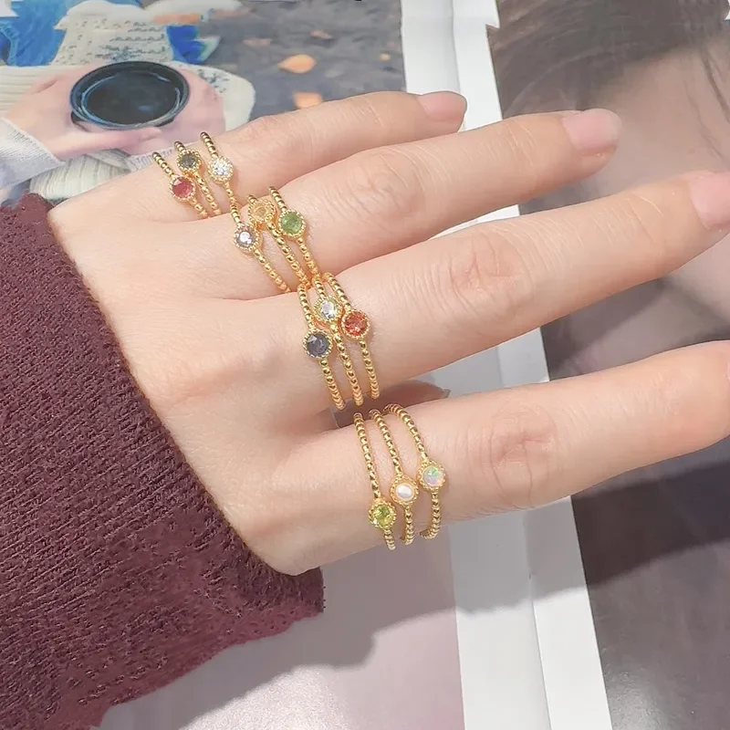 Natural gemstone twelfth birthday stone ring can be stacked with minimalist style and versatile S925 silver colored treasure