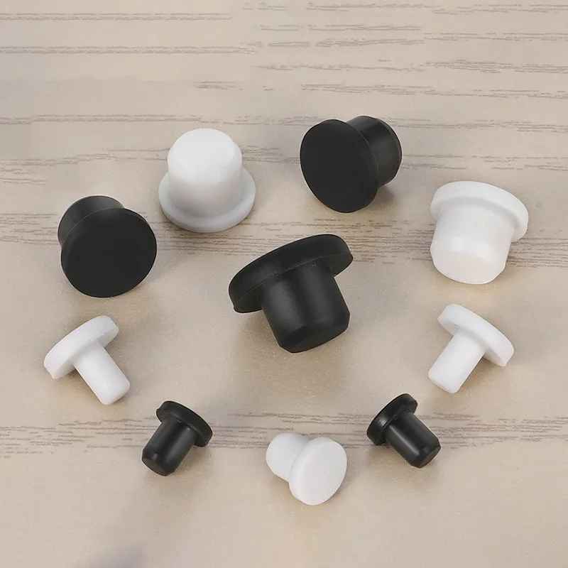 White/Black 2.7~14.1mm Rubber Plug Silicone Inner Hole Stopper T-Shaped Solid Rubber Stopper High-Temperature-Resistant