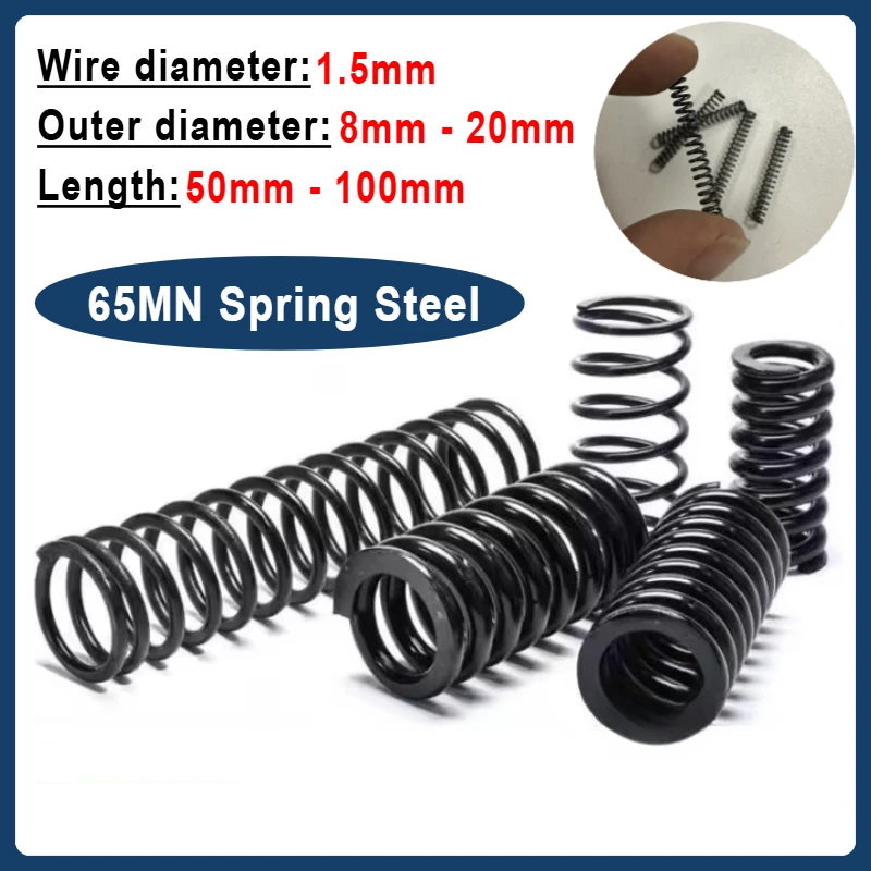 10pcs Y-type Compression Spring Steel Pressure Wire Diameter 1.5mm OD 8mm-20mm Length 50/60/70/80/90/100mm