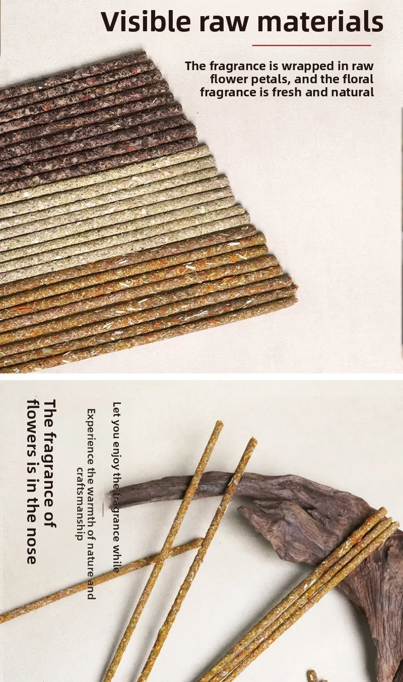 أعواد بخور بالو سانتو الأرجنتينية الملفوفة يدويًا مع بتلات الزهور المريمية والطبيعية للتأمل الروحي والاسترخاء في المنزل 15 عبوة