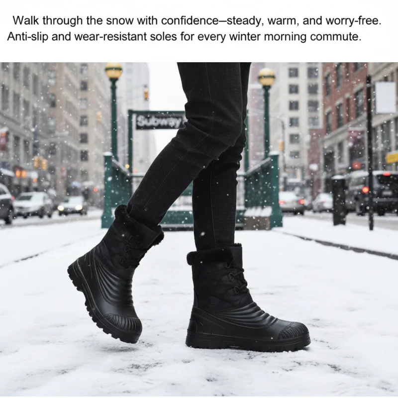 أحذية الثلوج الرجالية للشتاء الدافئ القطيفة في الهواء الطلق أحذية قطنية غير رسمية مقاس كبير نعل سميك أحذية عالية الجودة أحذية جوكر قطنية #5