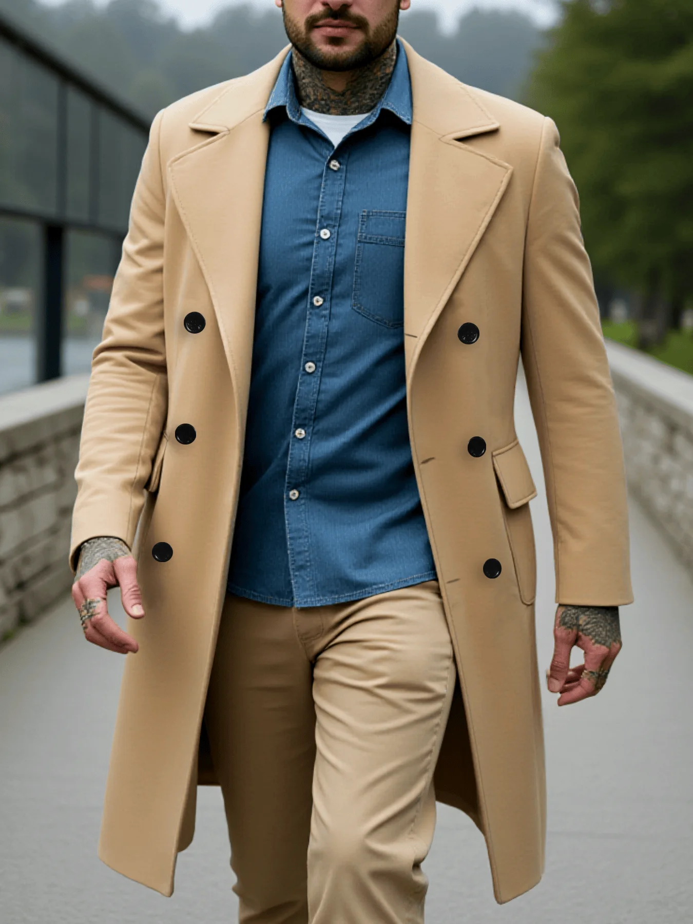 

Мужское двубортное пальто, утепленная теплая зимняя куртка, ветрозащитные длинные пальто, мужское уличное дорожное пальто, повседневная одежда, модная одежда