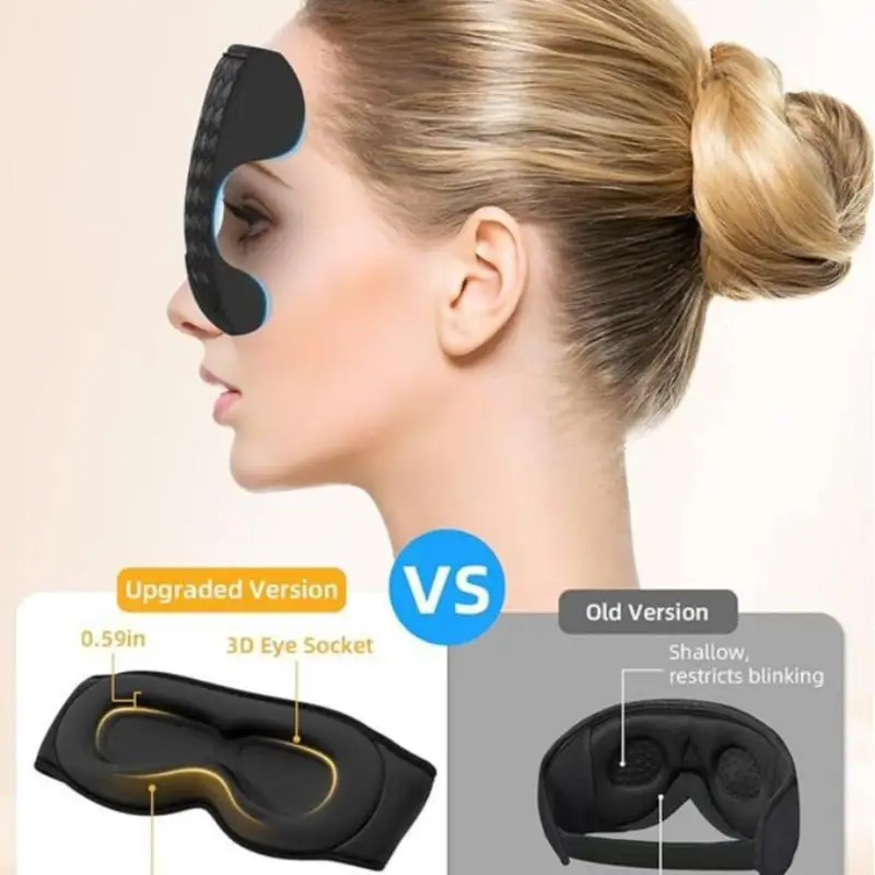 3D Bluetooth Sleep Eye Mask Headphones Wireless Soft Comfortable Noise Blocking for Side Sleepers Travel Nap Use