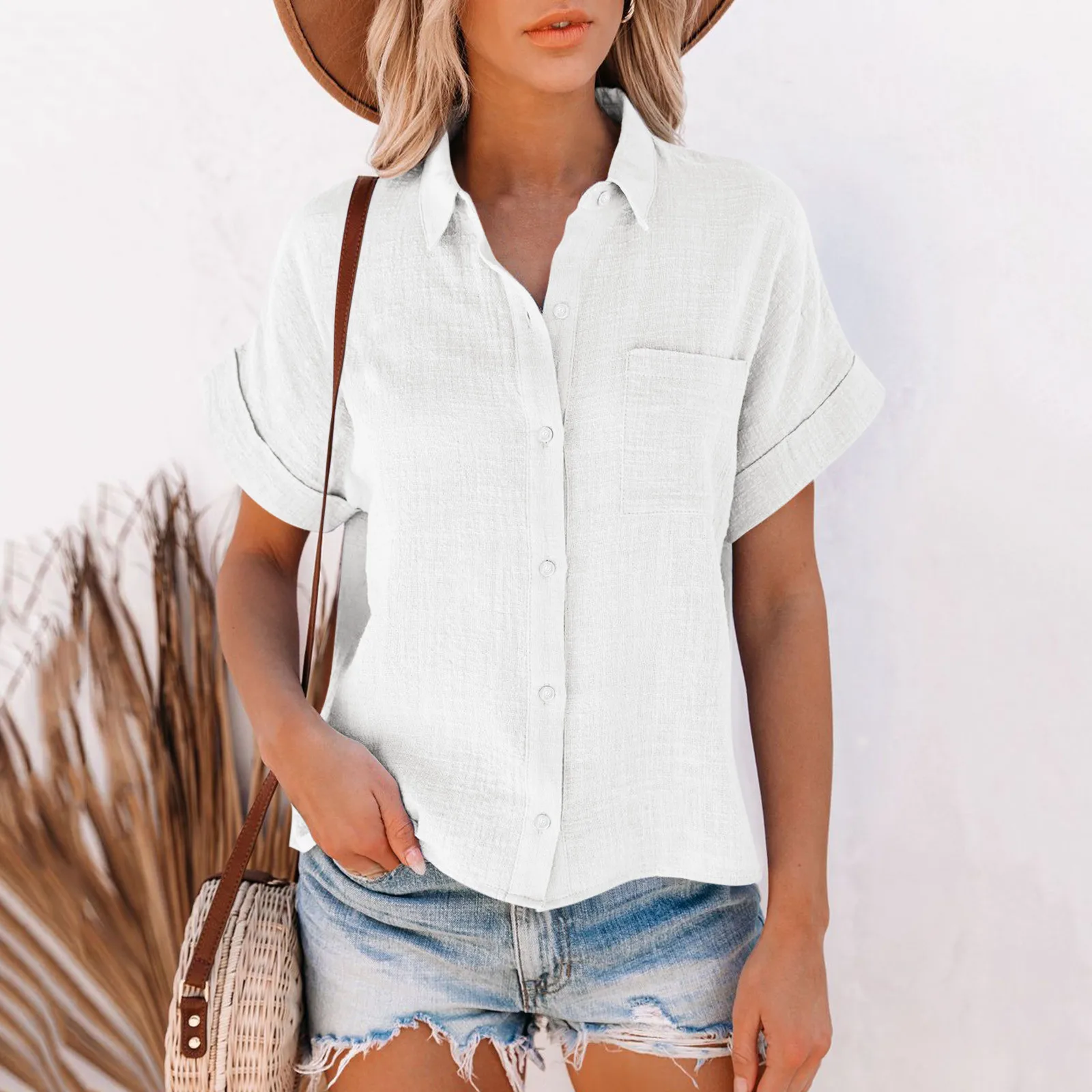 

T-Shirt Tops Casual Blouse Button Cotton Long Ladies Loose Stretch V Neck T Shirt Women Super Tight Sleeve Womens Workout Shirt