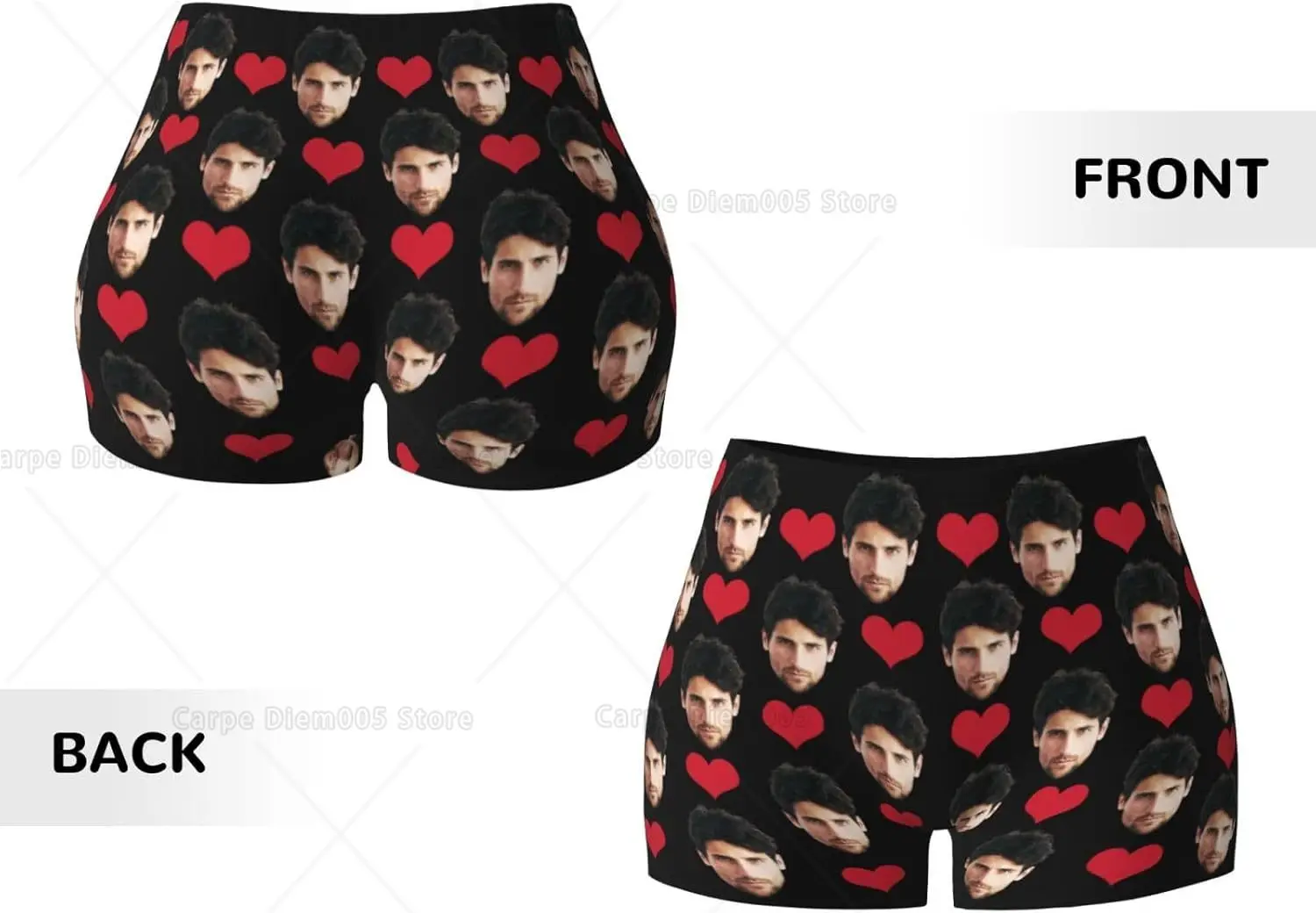 Pantaloncini personalizzati per il viso Personalizza pantaloncini da donna, viso e cuore, amo il fidanzato, regalo per la fidanzata, anniversario, regalo di San Valentino