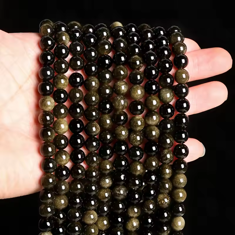 Natural Stone Golden Obsidian Bead Irisation Round Loose Spacer 4 6 8 10 12mm For Jewelry Making Diy Bracelet Necklace Accessory - Image 6