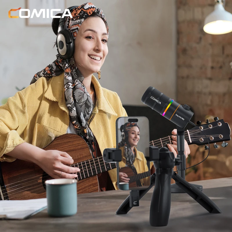 ميكروفون ديناميكي لاسلكي COMICA Ejoy D10/D10 PRO RGB مع حامل سطح المكتب/ميكروفون قوس ناتئ لغناء ألعاب البث المباشر #3