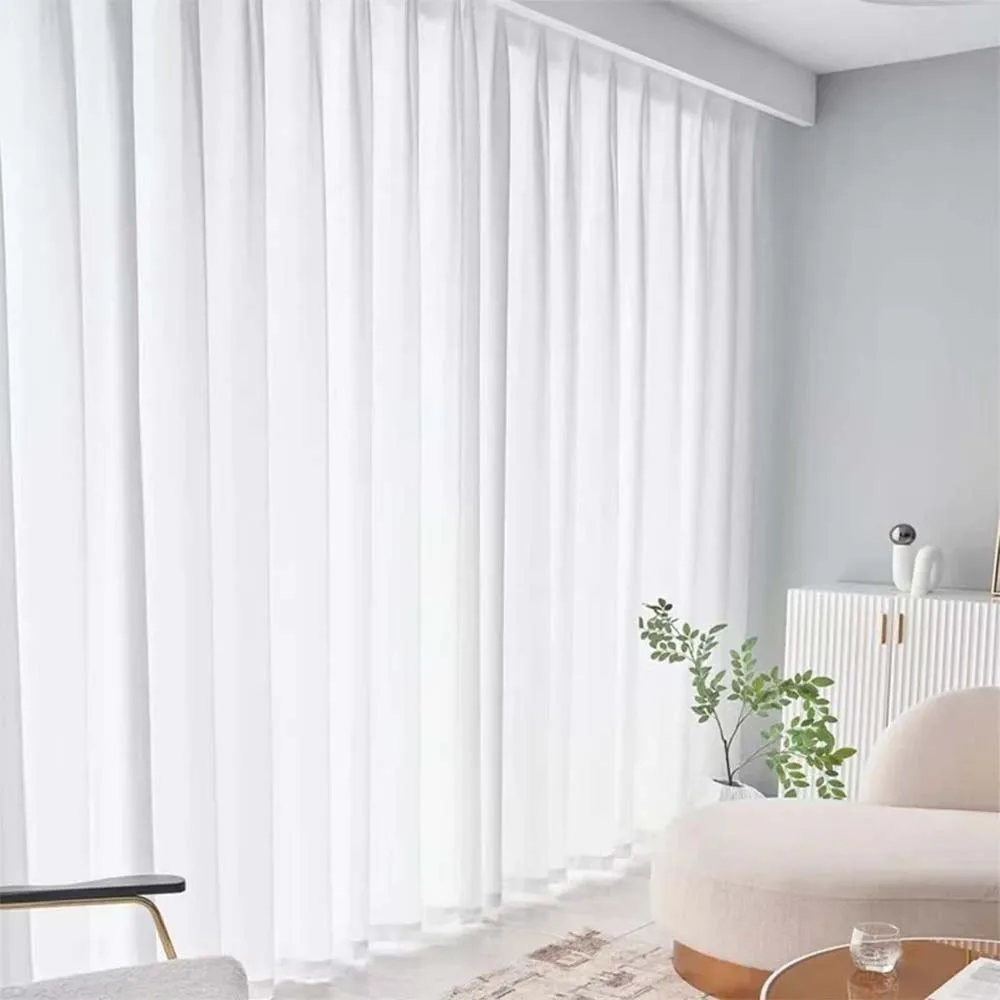 1PC Curtain White Tulle High Quality Thick Yarn Chiffon Window Curtains For Bedroom Villa Opaque Drapes Living Room Decoration