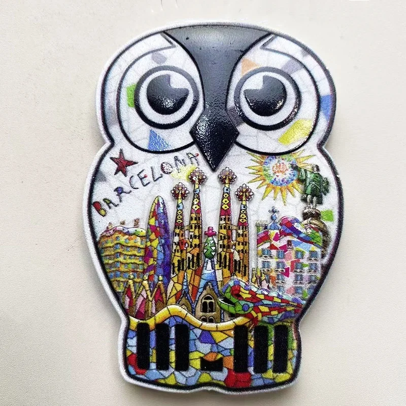 

Barcelona Cathedral Tourist Souvenir Creative Architecture Owl3d3D Fridge Magnet Collection