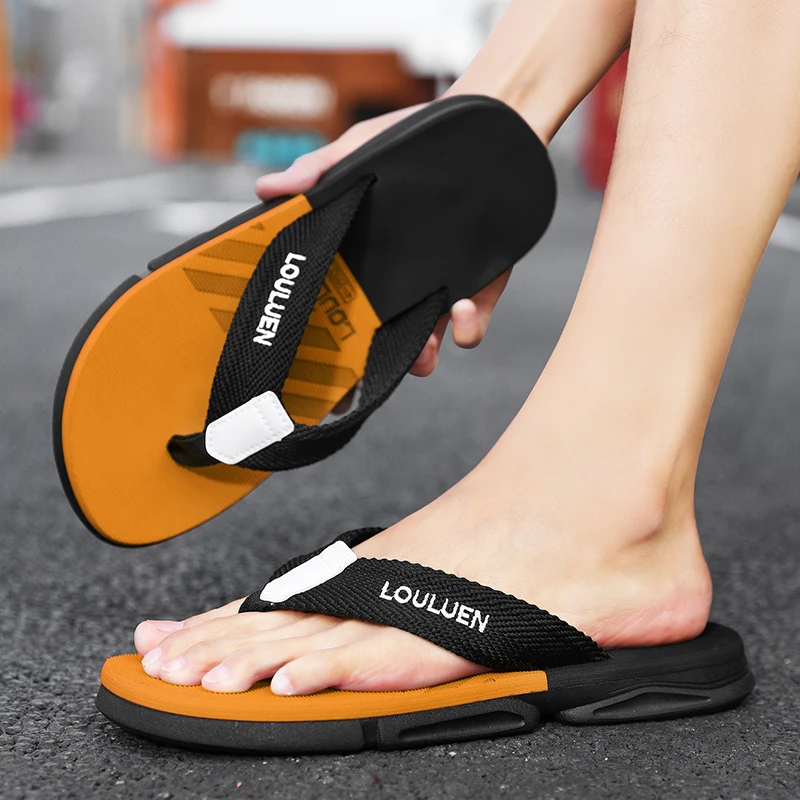 2023 High Quality Brand Fashion Men Flip Flops Summer Beach Flip Flops Men Casual Breathable Thicken Beach Men Slippers Outdoor