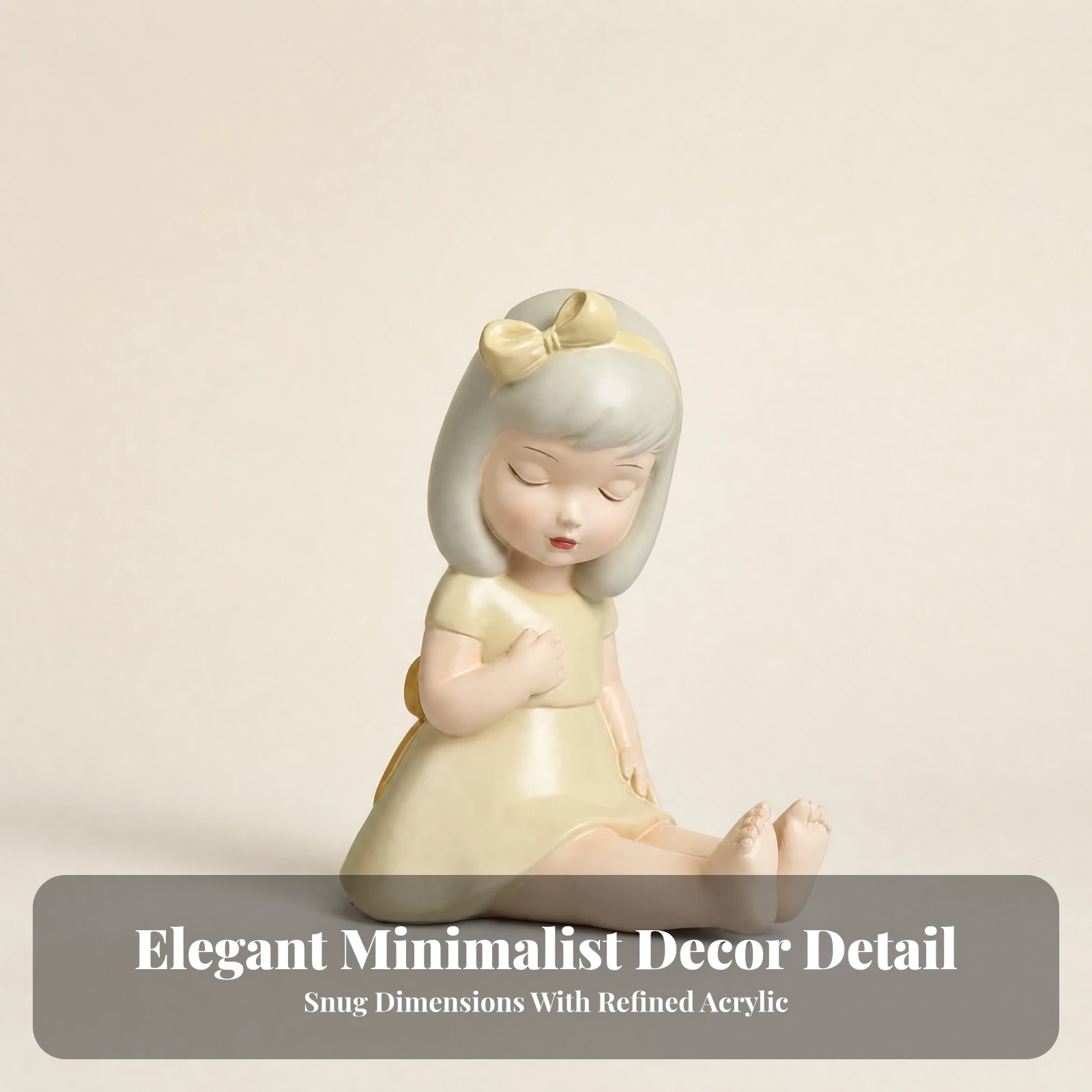 Painted Resin Girl Figurine Compact Small Standing Decorative Figure Molded Resin Desk Ornament Creative Design Tabletop Decor