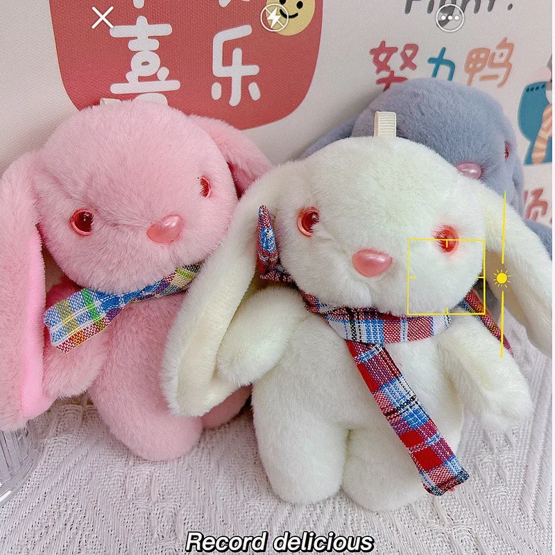 Hot Creative Long Eared Scarf Rabbit Beads 4 Colors Key Chain Bag Pendant Stuffed Animals Plush Toys Kawaii Festival Gifts Girls