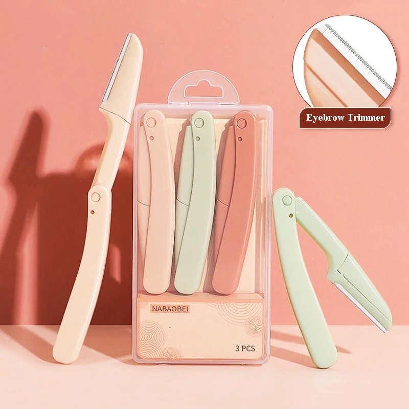 Safety Folding Eyebrow Trimmer Non Electric Eyebrow Remover for Girl Beginner Replaceable Blade Cosmetic Accessories Makeup Tool