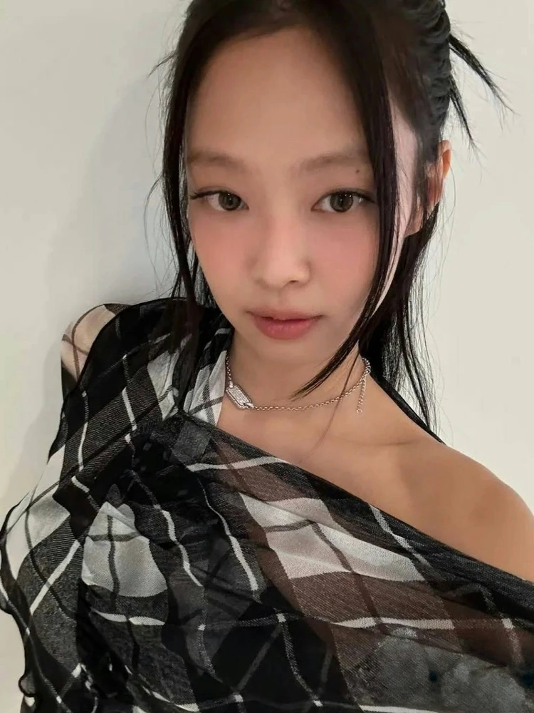

Bla White Plaid Me oulder Bared T irt Комплект юбки Асимметричная деконструкционная юбка-миди Long Sve Slim Fit Летняя женская...