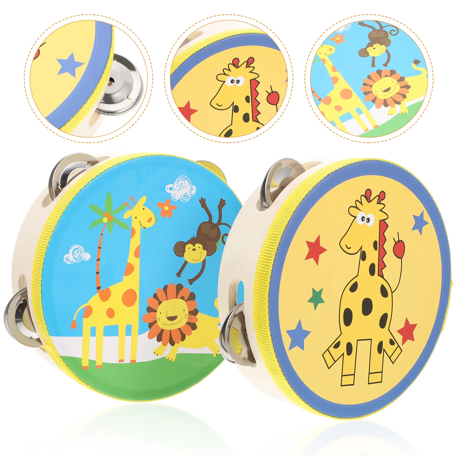 Hand Shaking Tambourines Cartoon Music Drum Handheld Kids Musical Instruments Child Toy