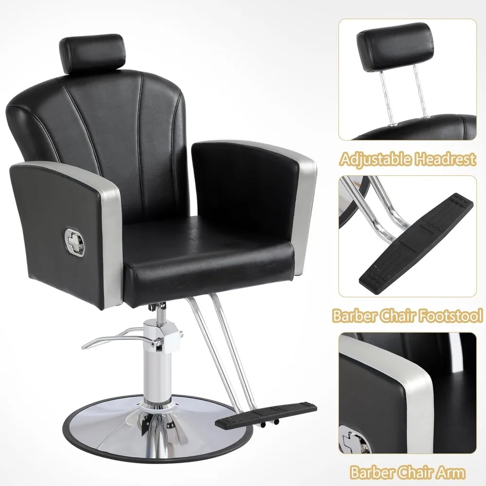 كرسي صالون هيدروليكي لمصففي الشعر، كرسي حلاق دوار 360 درجة مع مقعد قابل للتعديل