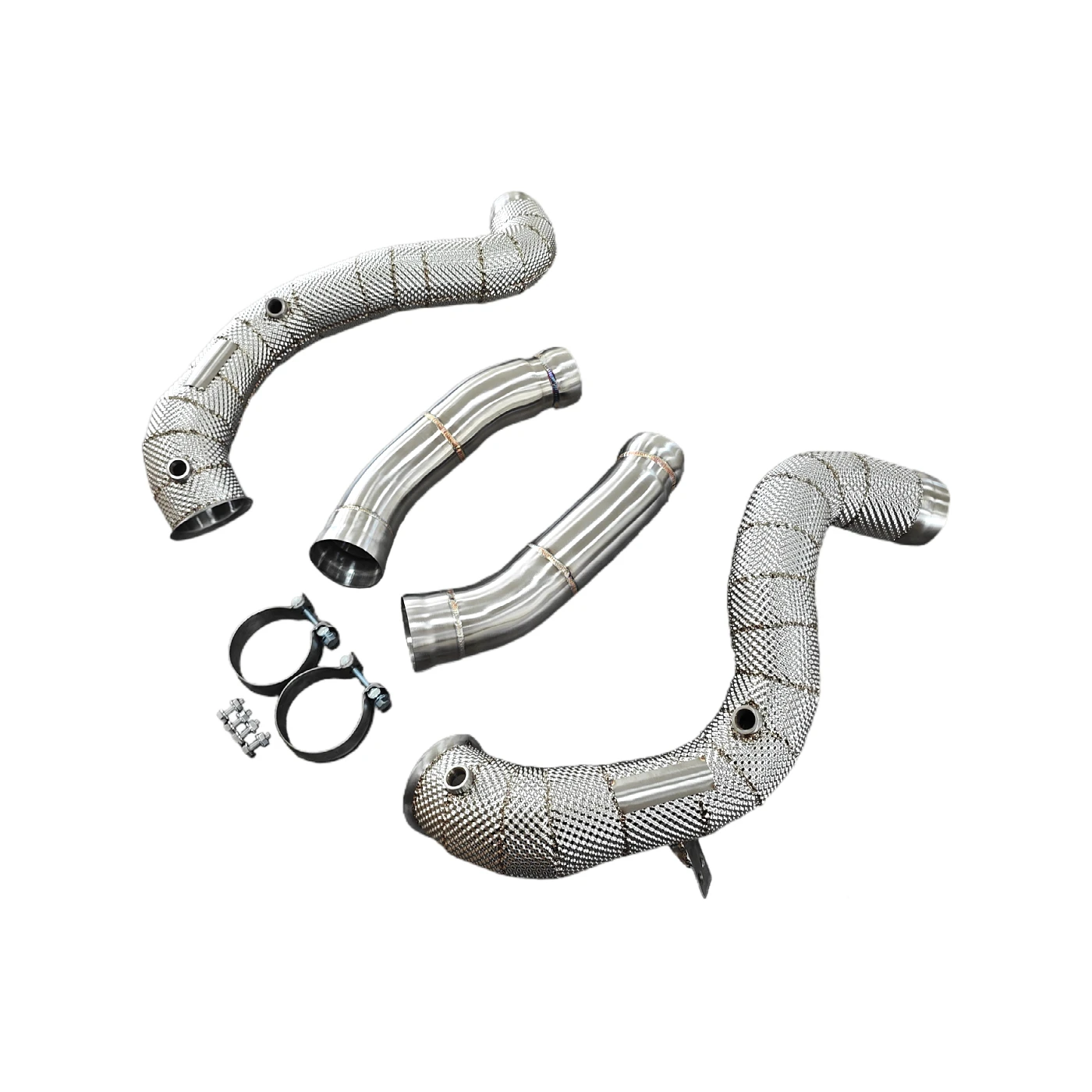 AKS Heatshield Racing Exhaust Downpipe لمرسيدس بنز C63 C63S AMG W205 4.0T النازل #2