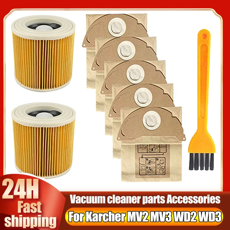 Dust Bags Filter For Karcher WD2 WD3 WD2250 WD3.200 MV2 MV3 A2004 A2054 Vacuum Cleaners Replacement Parts Accessories