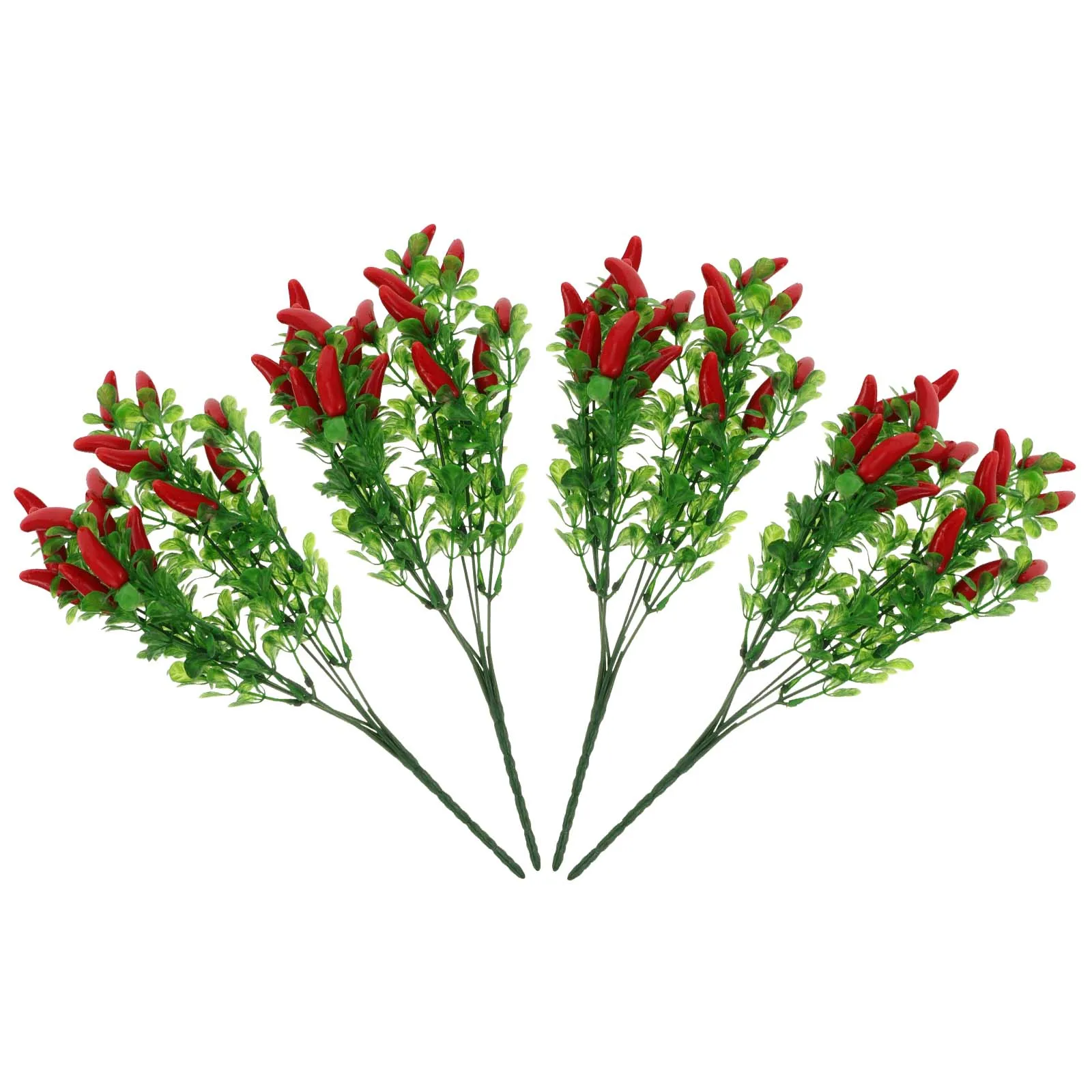 

4pcs Chili Bouquet Decoration Artificial Green Plants Plastic Leaves Home Office Party Supplies Simulation Pepper nament Never