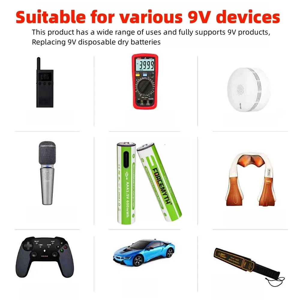 1.5V 600mWh AAA  USB Rechargeable Li-ion Battery With USB Charging Cable For Toy Remote Control Wireless Mouse USB Battery