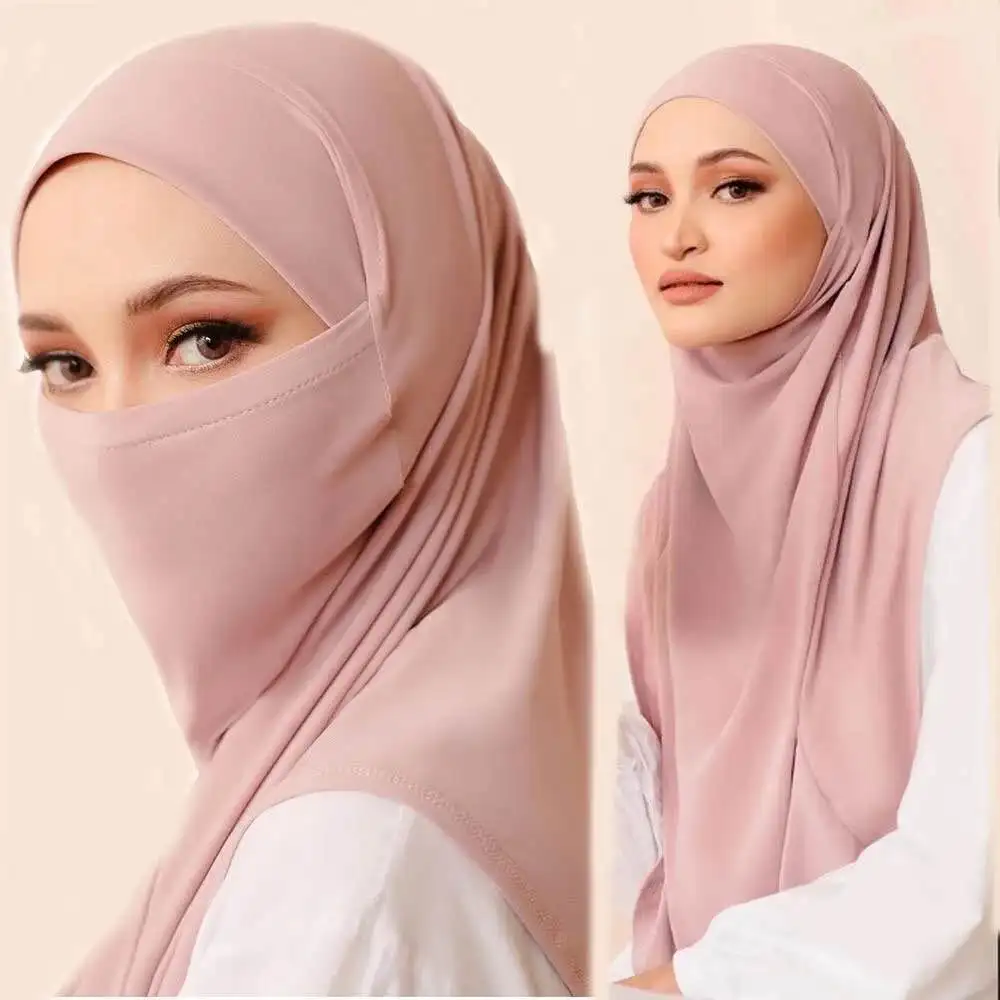 Malaysian Solid Modal Jersey Hijab Strap Instant Hijab Sacrf For Muslim Woman Hijabs Wrap Lady Casual Headband Ethnic Turban