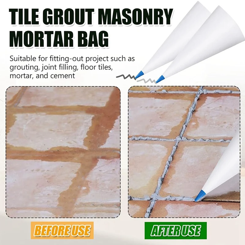 3 Pack Tile Grout Masonry Mortar Bag & Brick Jointer & Tuck-Pointers, Heavy Duty Piping Bags Grout Sealer Bag (Blue)