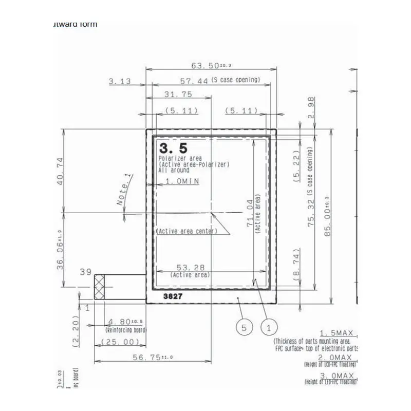 3.5 Inch COM35H3P39ULC TFT LCD Display Screen 480x800 RGB Interface Full View MIPI Interface For Handheld And PDA